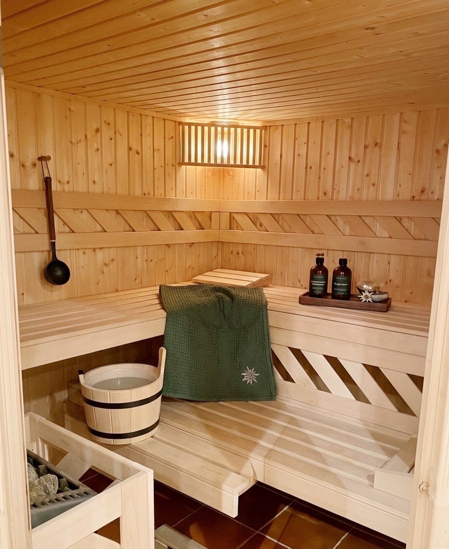 Private Sauna im Wellnessbereich des Chalet Panorama